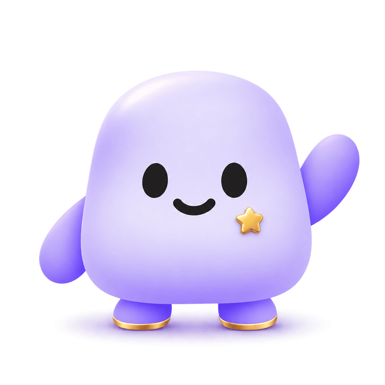 Early-supporter skin concept: lavender Migo with a golden star and gold-trimmed feet
